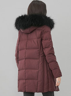 Fur Collar Hooded Loose Down Coat