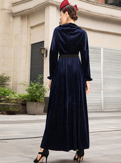 Cowl Neck Long Sleeve Formal Maxi Dress