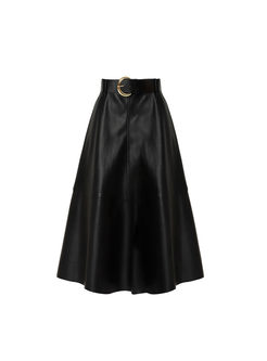 Black High Waisted A Line PU Skirt