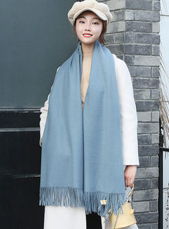 Solid Color Fringed Poncho Scarf