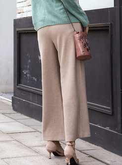 High Waisted Wool Blended Palazzo Pants