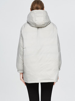 Solid Color Hooded Straight Loose Down Coat