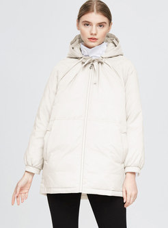 Solid Color Hooded Straight Loose Down Coat
