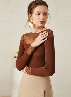 Lace Patchwork Perspective Slim Sweater