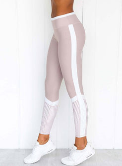 High Waisted Striped Patchwork Yoga Pants