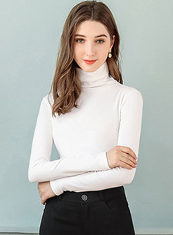 Solid Color Turtleneck Short Plush Slim Sweater