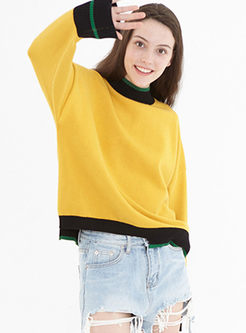 Crew Neck Pullover Asymmetric Loose Sweater