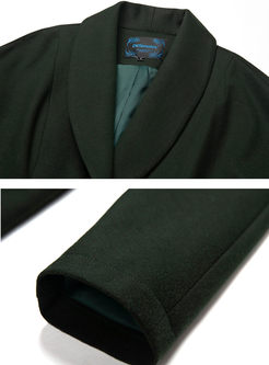 Black Lapel Long Sleeve A Line Coat