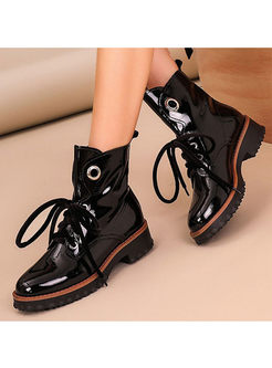 Stylish Platform Leather Short Boots