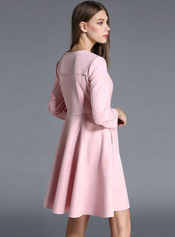 V-neck Long Sleeve A Line Coat Dress