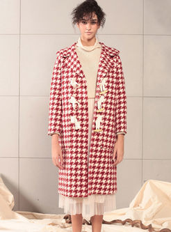 Plaid Single-breasted Long Loose Hooded Overcoat