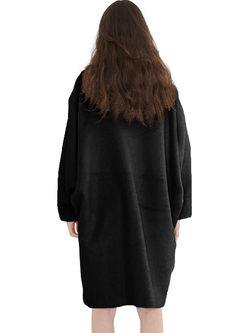 Black Bat Sleeve Loose Wool Blend Coat