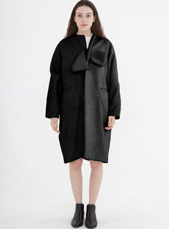 Black Bat Sleeve Loose Wool Blend Coat