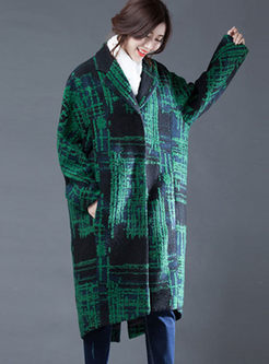 Notched Collar Loose Wool Blend Coat