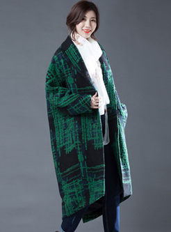Notched Collar Loose Wool Blend Coat