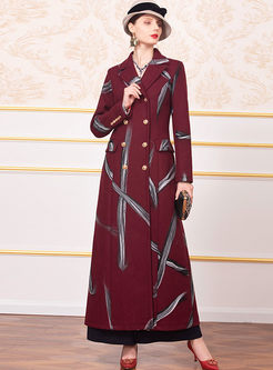Wine Red Long A Line Wool Blend Peacoat