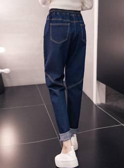 High Waisted Long Harem Jeans