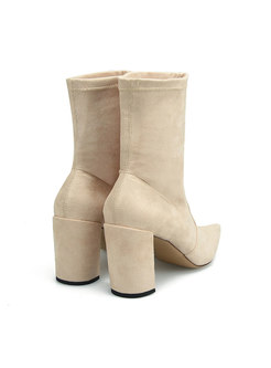 Solid Color Pointed Head Mid-calf Boots
