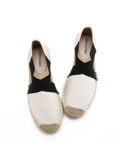 Casual Color-blocked Elastic Hollow Out Loafers