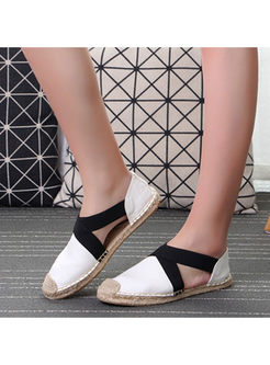 Casual Color-blocked Elastic Hollow Out Loafers