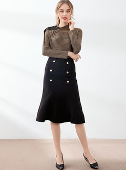 High Waisted Bodycon Peplum Skirt