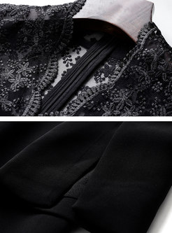 Black Lace Patchwork Bodycon Asymmetric Dress