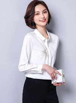 Embroidered Single-breasted Chiffon Blouse