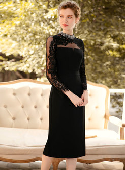 Black Long Sleeve Asymmetric Bodycon Dress