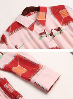 Geometric Print Pleated A Line Dress