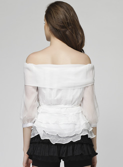 Off-the-shoulder Layered Ruffle Blouse