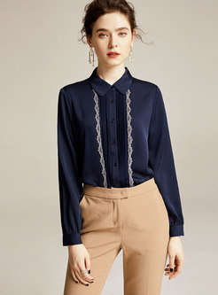 Solid Color Lapel Single-breasted Blouse