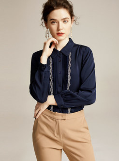 Solid Color Lapel Single-breasted Blouse