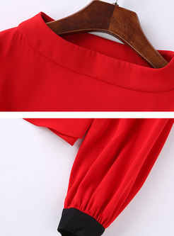 Mock Neck Pullover Bodycon Suit Dress