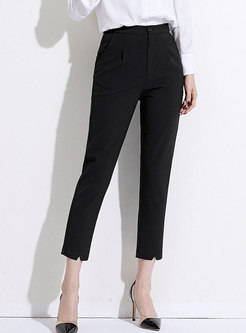 Black High Waisted Work Pencil Cropped Pants