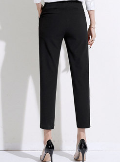 Black High Waisted Work Pencil Cropped Pants