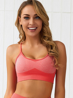 Color-blocked Scoop Sleeveless Workout Bra