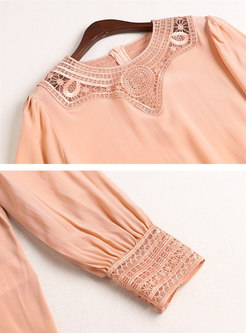 Solid Color Pullover Openwork Loose Blouse