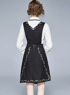 Print Asymmetric A Line Vest Suit Dress