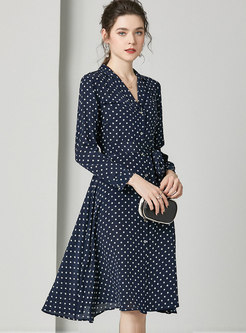 Nothed Long Sleeve Print Silk Dress