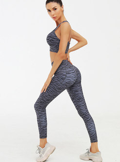 Scoop Back Cross Print Workout Tracksuit