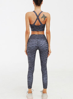 Scoop Back Cross Print Workout Tracksuit