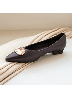 Pointed Toe Shallow Leather Flats