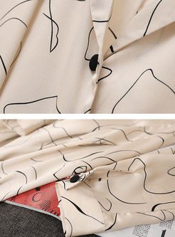 Notched Asymmetric Pattern Silk A Line Dress