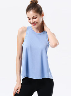 Solid Color Backless Loose Sport Top