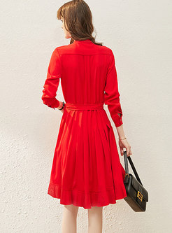 Red Long Sleeve Slit Homecoming Dress