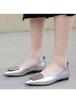 Pointed Toe Leather Shallow Flats