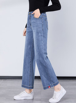 Blue High Waisted Loose Palazzo Jeans