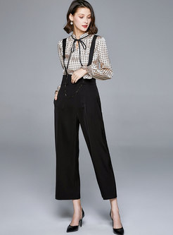 V-neck Pullover Loose Palazzo Pant Suits