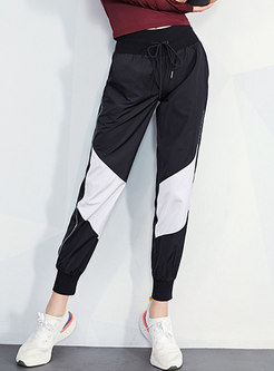 Color-blocked High Waisted Casual Joggers