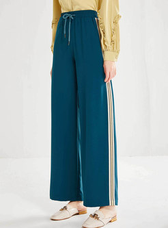 High Waisted Drawcord Striped Palazzo Pants